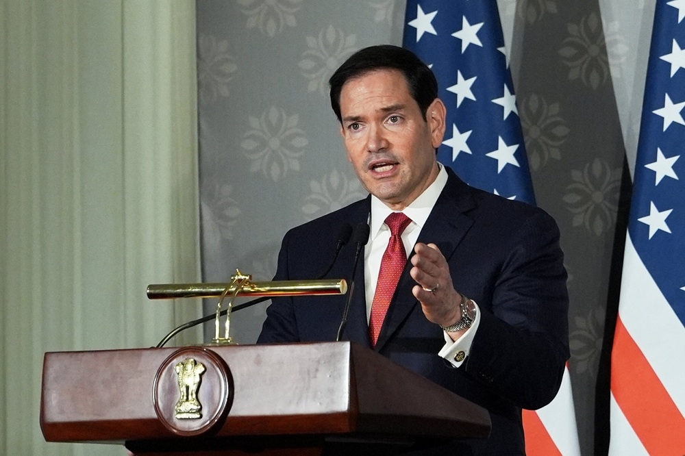 Ngoại trưởng Mỹ Marco Rubio phát biểu với báo giới tại Jaipur trong chuyến thăm chính thức tới Ấn Độ. Ảnh: Reuters