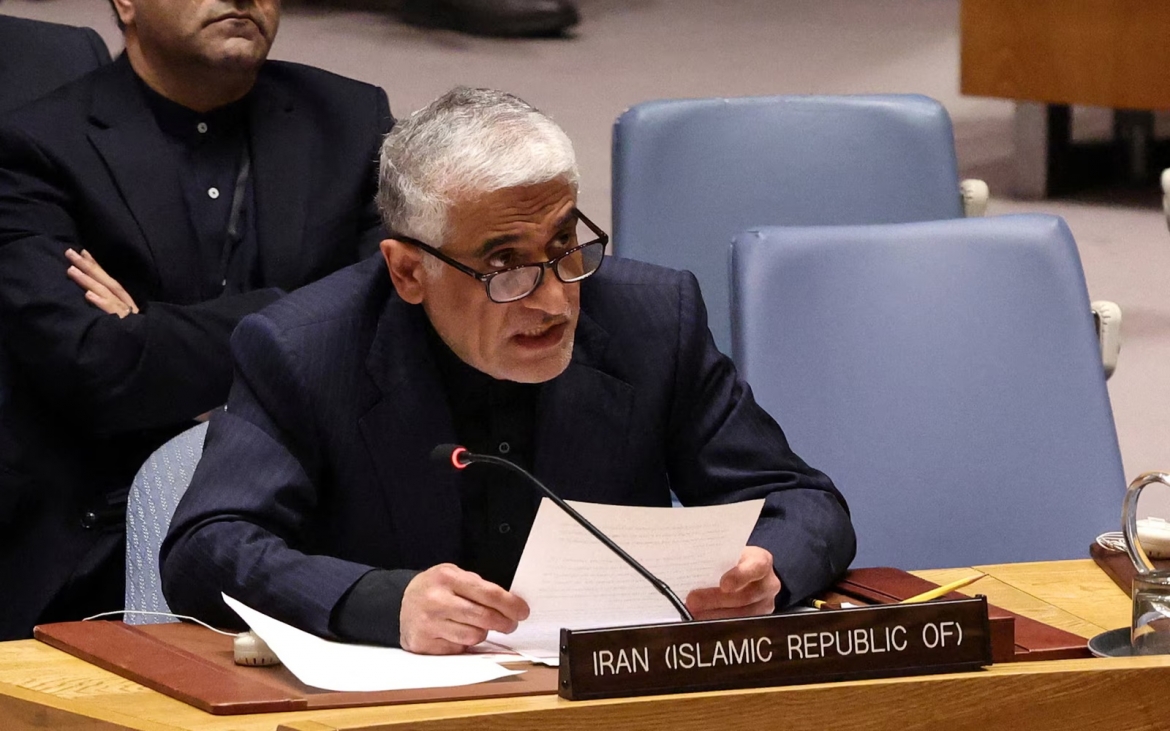 dai su Iran tai Lien hop quoc Amir Saeid Iravani phat bieu, Cong hoa Hoi giao Iran -reu.jpg