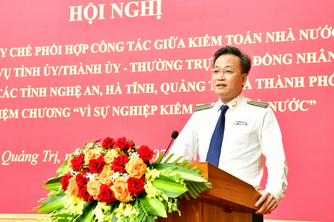 Tổng Kiểm toán nhà nước Nguyễn Hữu Nghĩa phát biểu tại Hội nghị.jpg