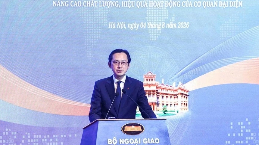 Đại sứ, Trưởng phái đoàn Thường trực Việt Nam tại Liên hợp quốc Đỗ Hùng Việt phát biểu tại Phiên thảo luận. Ảnh: Anh Tuấn