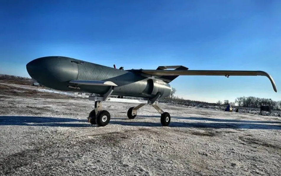 Hệ thống tên lửa Palianytsia -  loại vũ khí lai giữa UAV và tên lửa do Ukraine phát triển. Ảnh: Max Glushak