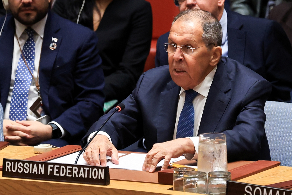 Ngoại trưởng Nga Sergey Lavrov phát biểu tại cuộc họp của Hội đồng Bảo an Liên Hợp Quốc ngày 23/9/2026. Ảnh: Reuters