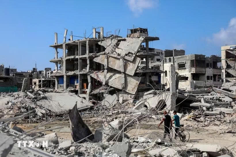 Các tòa nhà bị phá hủy trong xung đột tại Jabalia, phía Bắc Dải Gaza, ngày 24/10/2025 (Nguồn: THX/TTXVN)