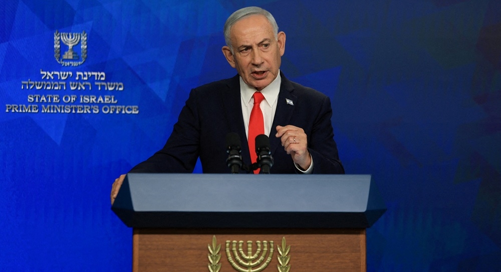 Thủ tướng Israel Benjamin Netanyahu phát biểu về Iran. Ảnh: Reuters