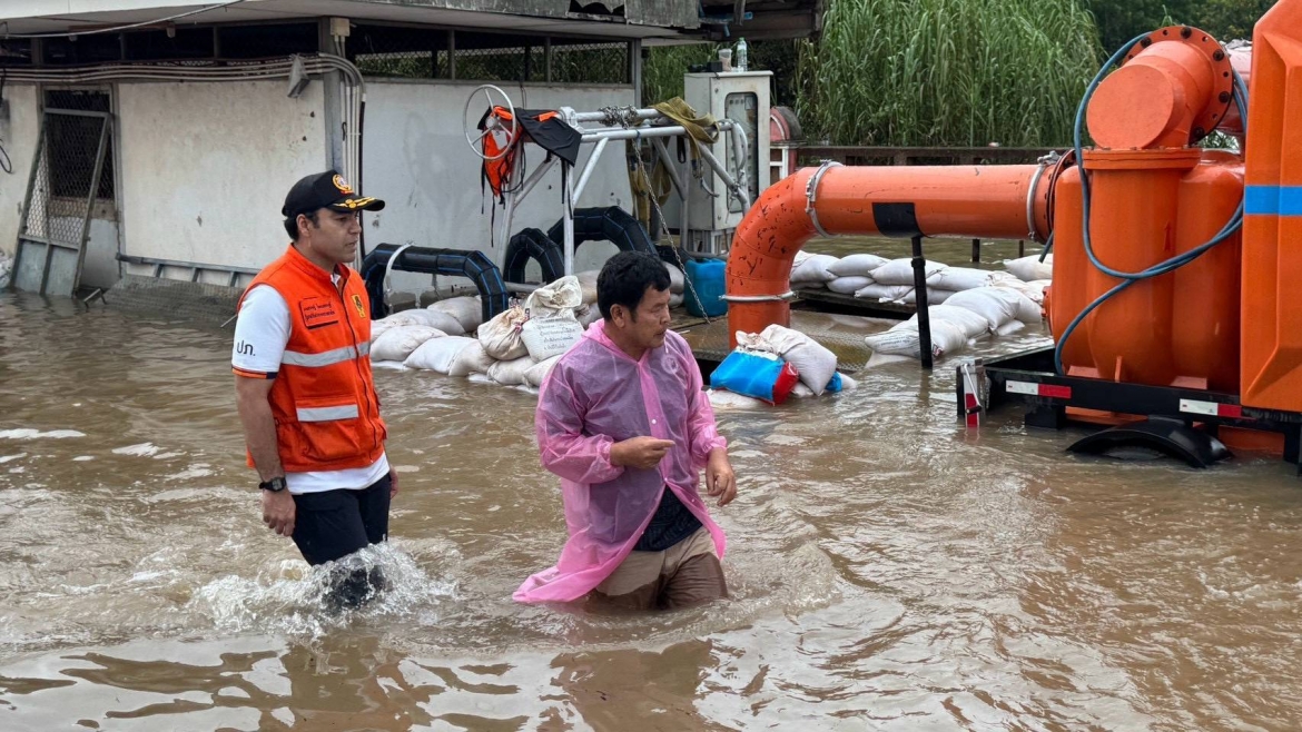 Tình trạng ngập lụt tại tỉnh Prachin Buri. Ảnh: Văn phòng Quan hệ công chúng tỉnh Prachin Buri
