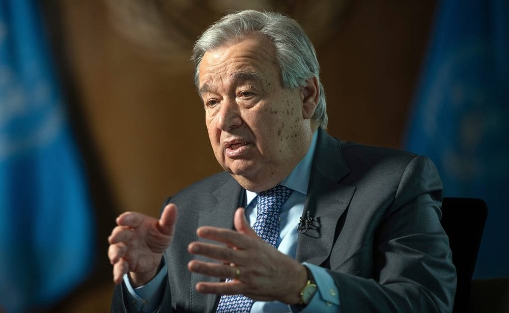 Tổng Thư ký Liên hợp quốc Antonio Guterres hoan nghênh thỏa thuận ngừng bắn giữa Nga và Ukraine tại Alyoshki. Ảnh: AP