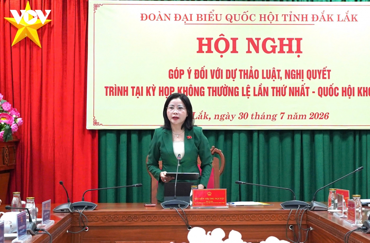 Đoàn đại biểu Quốc hội tỉnh Đắk Lắk cho biết sẽ tổng hợp, hoàn thiện các ý kiến đóng góp trình Quốc hội xem xét tại Kỳ họp không thường lệ lần thứ Nhất, Quốc hội khóa XVI.