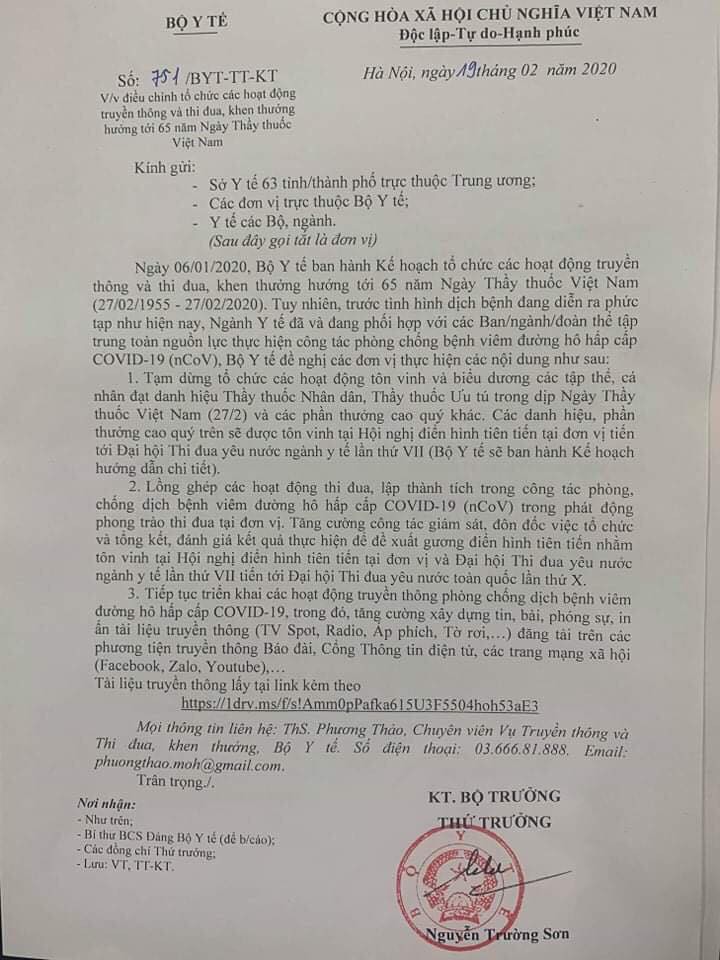 khong to chuc ton vinh ngay thay thuoc, tap trung chong dich covid-19 hinh 1