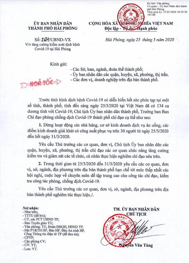 hai phong dung hoat dong nha hang, co so kinh doanh den het thang 3 hinh 1