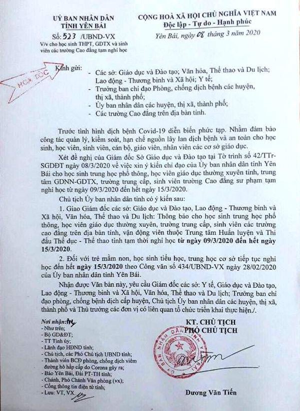 yen bai cach ly tap trung 2 truong hop tiep xuc gan 2 benh nhan sars-cov-2 hinh 1