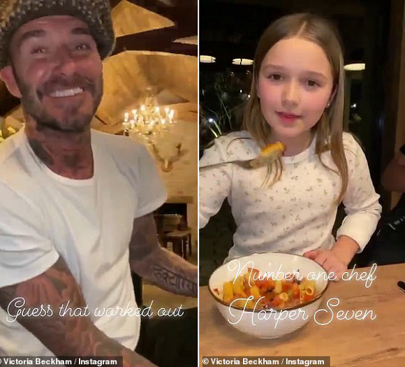 con gai david beckham vui ve phuc vu do an cho bo me khi xem phim tai gia hinh 2