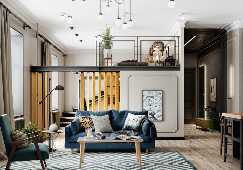 nho co gac lung, can ho 70m2 tro nen rong va thoang thay ro hinh 1