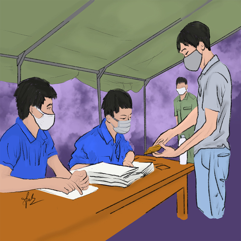 Cô gái Quảng Trị vẽ tranh về lực lượng chống dịch ở Đà Nẵng