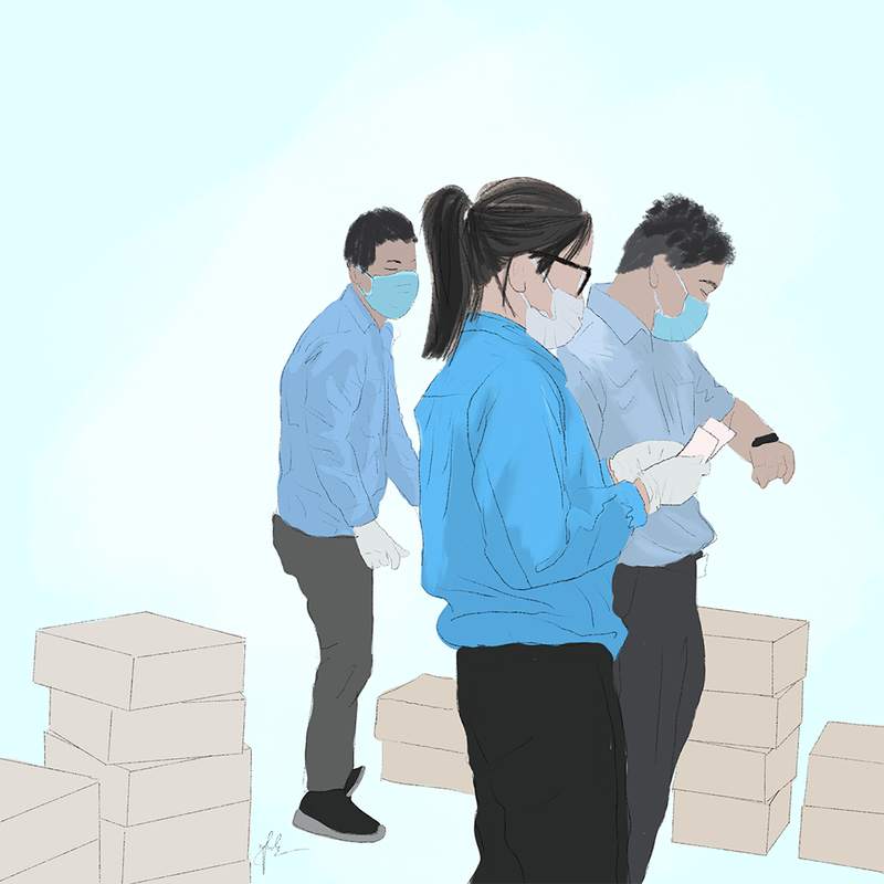 Cô gái Quảng Trị vẽ tranh về lực lượng chống dịch ở Đà Nẵng