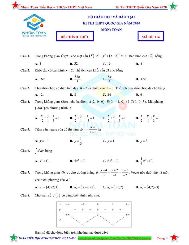 huong dan giai chi tiet mon toan tot nghiep thpt 2020 hinh 1