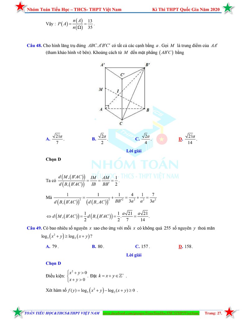 huong dan giai chi tiet mon toan tot nghiep thpt 2020 hinh 27