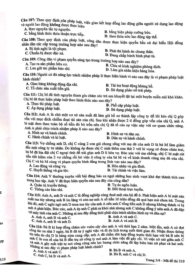 thi tot nghiep thpt 2020: de thi mon giao duc cong dan hinh 3