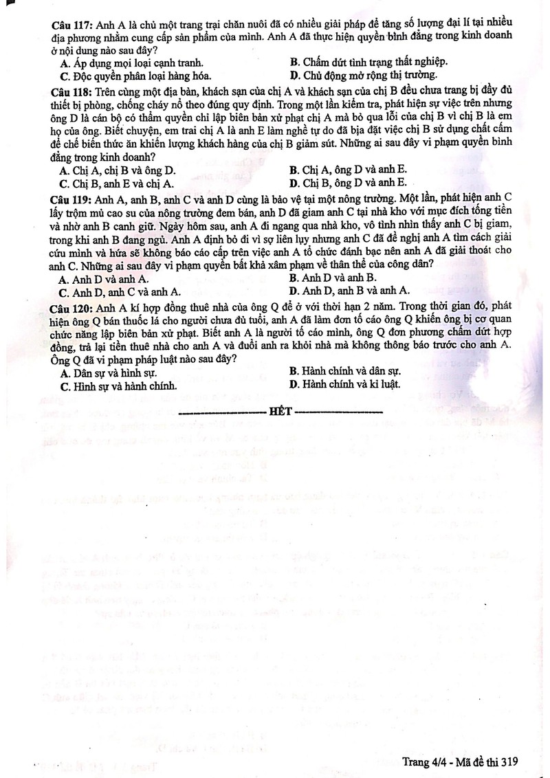 thi tot nghiep thpt 2020: de thi mon giao duc cong dan hinh 4