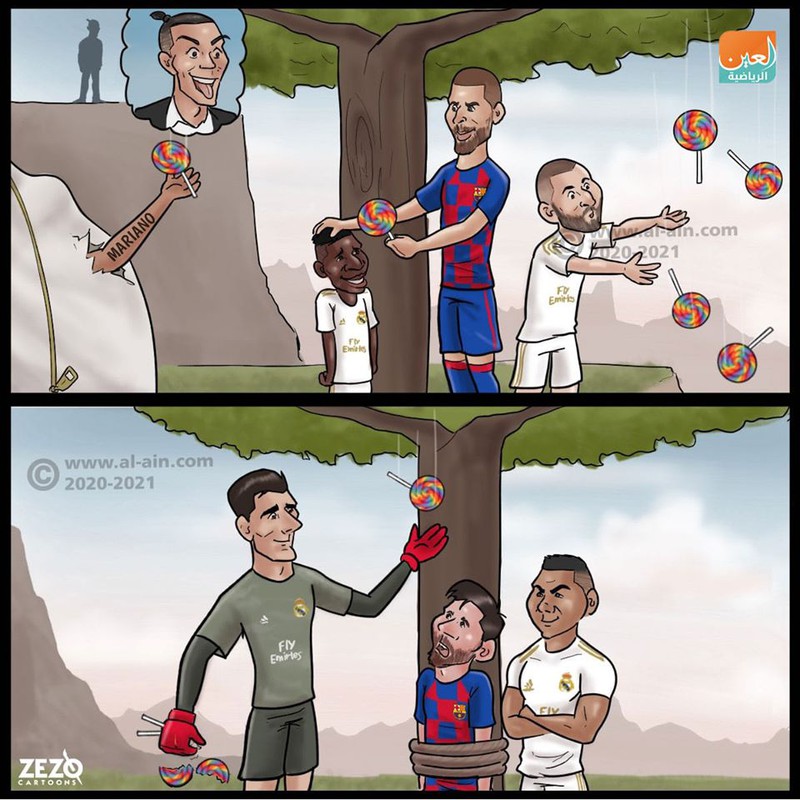 biem hoa 24h: ronaldo vui ve xem messi "bo tay chiu troi" o el clasico hinh 1