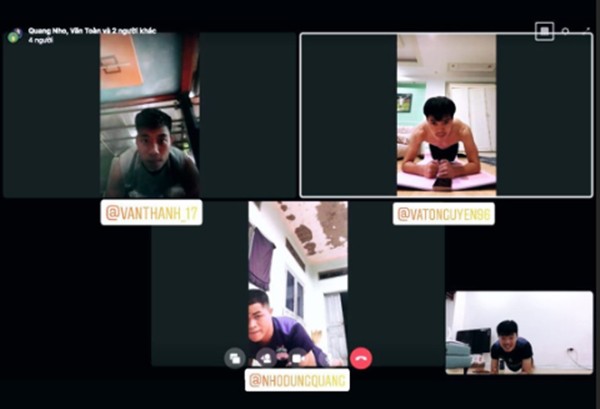 xuan truong va dan cau thu hagl cung nhau tap luyen qua video call hinh 1