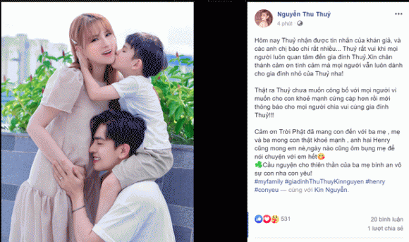 ca si thu thuy chinh thuc xac nhan mang bau lan 2 hinh 1