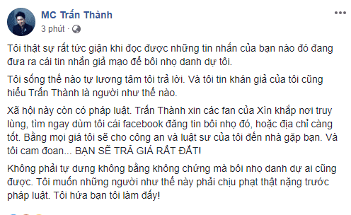 chuyen showbiz: tran thanh phan no khi bi boi nho danh du hinh 1