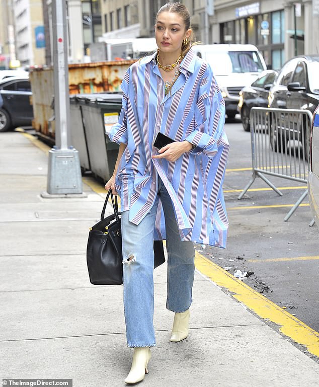 gigi hadid khoe nuoc da trang non, tu tin de mat moc xinh dep ra pho hinh 6