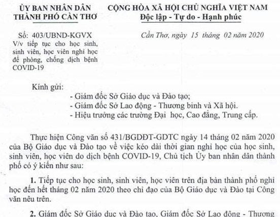 500.000 hoc sinh can tho duoc nghi den het thang 2 hinh 1
