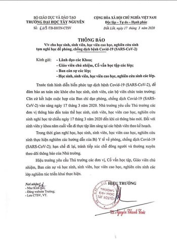2 sinh vien ve tu vung dich, dh tay nguyen cho toan bo sinh vien nghi hoc hinh 1