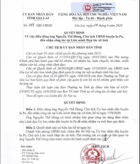 dieu dong chu tich ubnd huyen ia pa ve lien minh hop tac xa tinh gia lai hinh 1