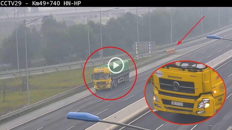 lai xe dau keo di lui tren cao toc ha noi - hai phong bi phat 17 trieu hinh 2