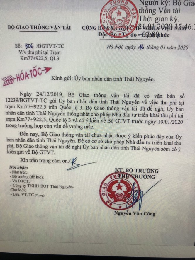 bo gtvt de nghi som cho phep nha dau tu thu phi tram bot quoc lo 3 hinh 3