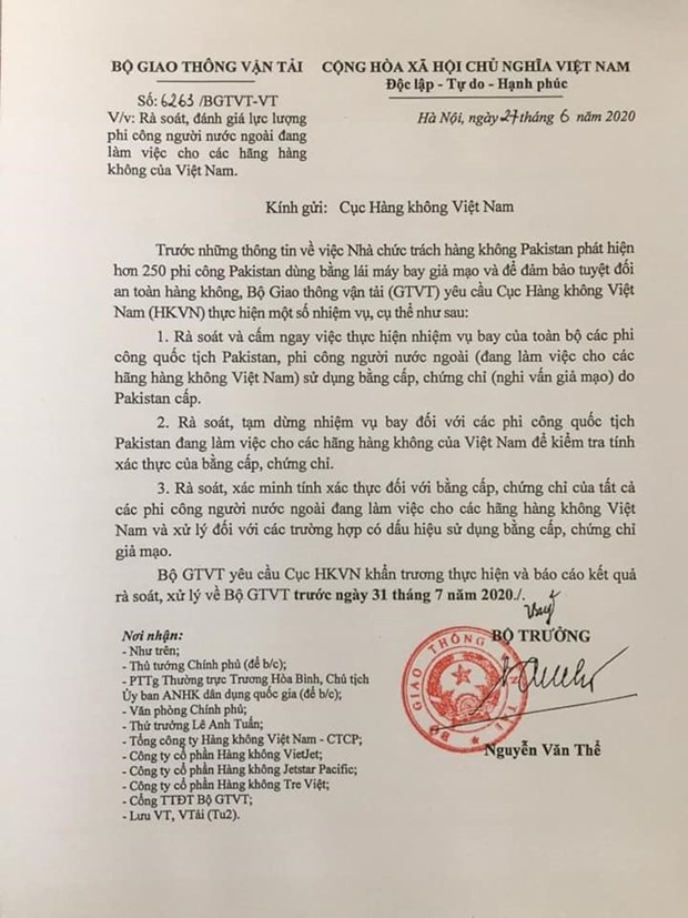 bo gtvt yeu cau tam dung bay doi voi cac phi cong quoc tich pakistan hinh 2