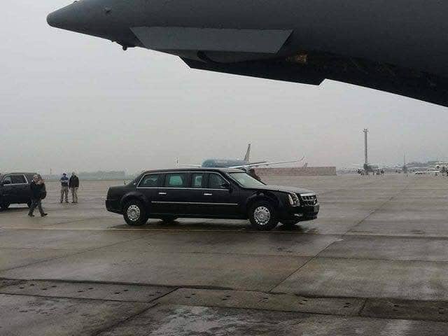 nhung hinh anh "quai thu" cadillac one cua donald trump tai ha noi hinh 2