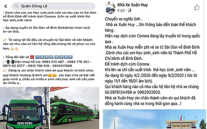 nha xe binh dinh cho mien phi sinh vien ve que tranh lay lan dich ncov hinh 1