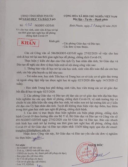 nhieu tinh dong nam bo hoc sinh tu mam non den thcs  tiep tuc nghi hoc them 2 tuan vif virus corona hinh 2