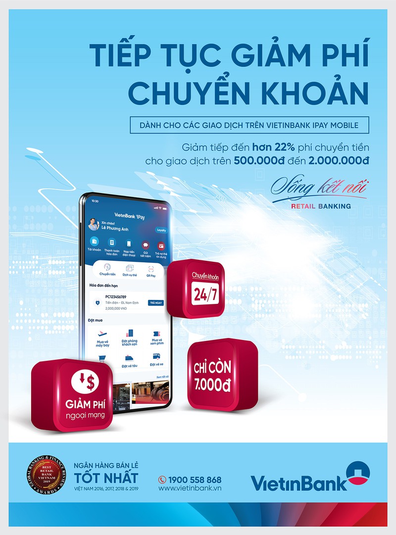 vietinbank tiep tuc giam phi chuyen khoan lien ngan hang 24/7 hinh 1