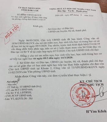 dak lak tiep tuc cho hoc sinh mau giao, thcs nghi hoc them 1 tuan hinh 1