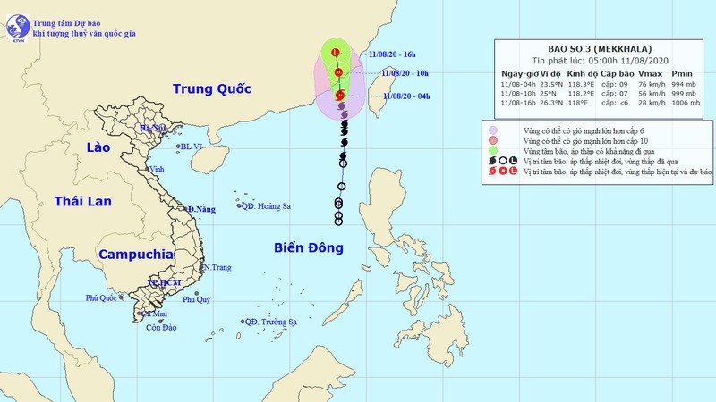 bao so 3 se vao trung quoc va suy yeu thanh ap thap nhiet doi hinh 1