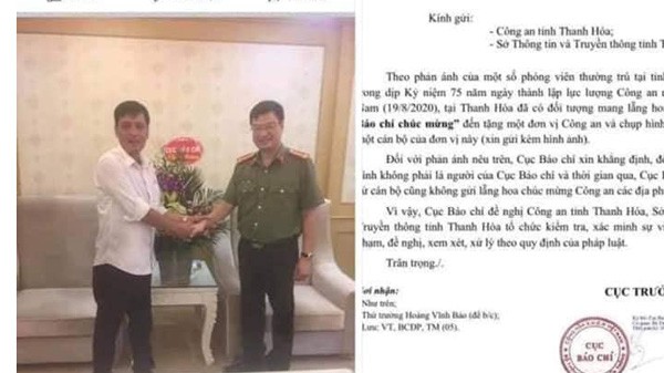 xac minh doi tuong gia danh can bo cuc bao chi den chuc mung cong an thanh hoa hinh 1