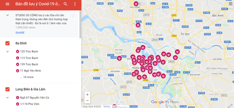 ban do tu tao ve nghi nhiem covid-19 o ha noi, nguoi dan can than trong hinh 1