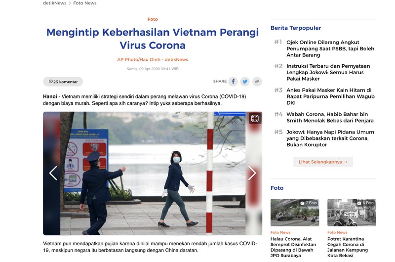 bao chi indonesia ca ngoi bien phap chong covid-19 hieu qua cua viet nam hinh 1