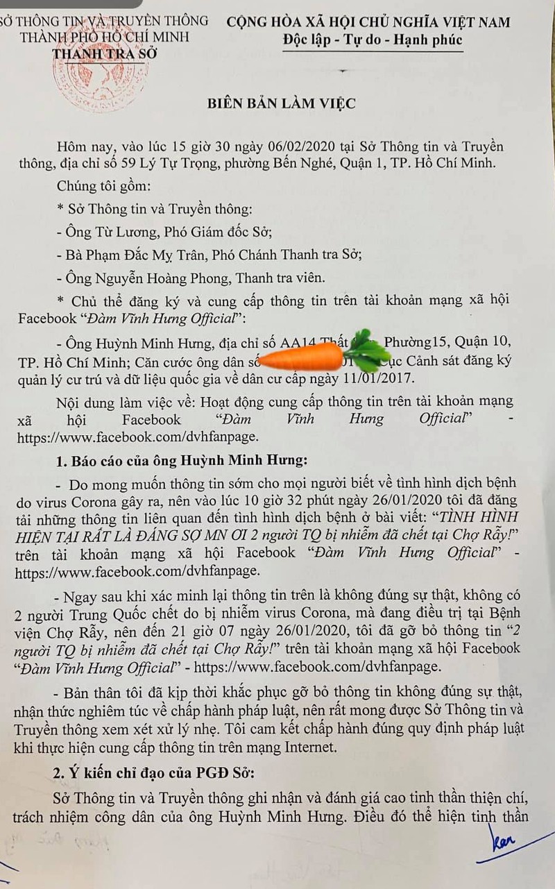 dam vinh hung thua nhan hap tap, truyen thong tin tieu cuc ve corona hinh 2