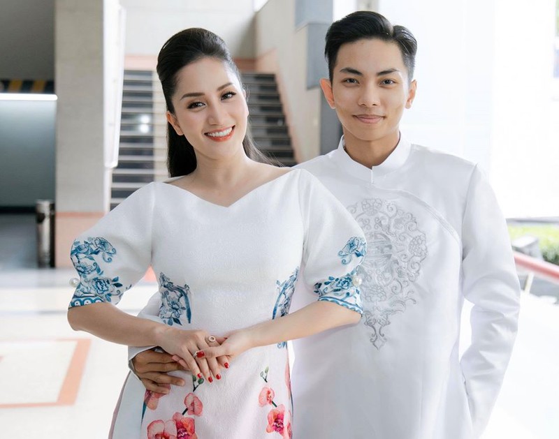 chuyen showbiz: khanh thi xinh dep voi ao dai, e ap ben chong tre hinh 1