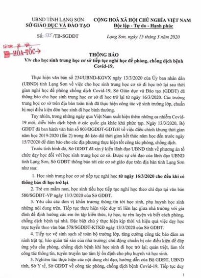 lang son tiep tuc cho hoc sinh thcs nghi hoc de phong dich covid-19 hinh 1