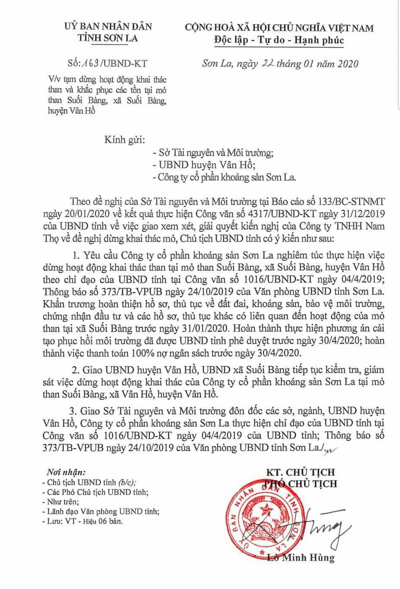 son la tam dung hoat dong khai thac tai mo than suoi bang hinh 2