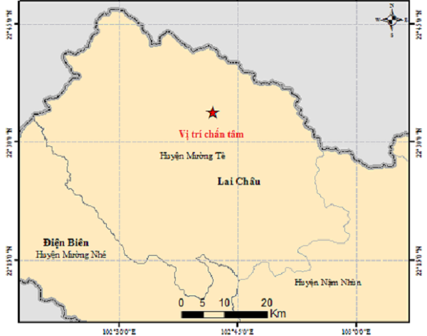 dong dat lai xay ra tai muong te, tinh lai chau vao sang 29/6 hinh 1