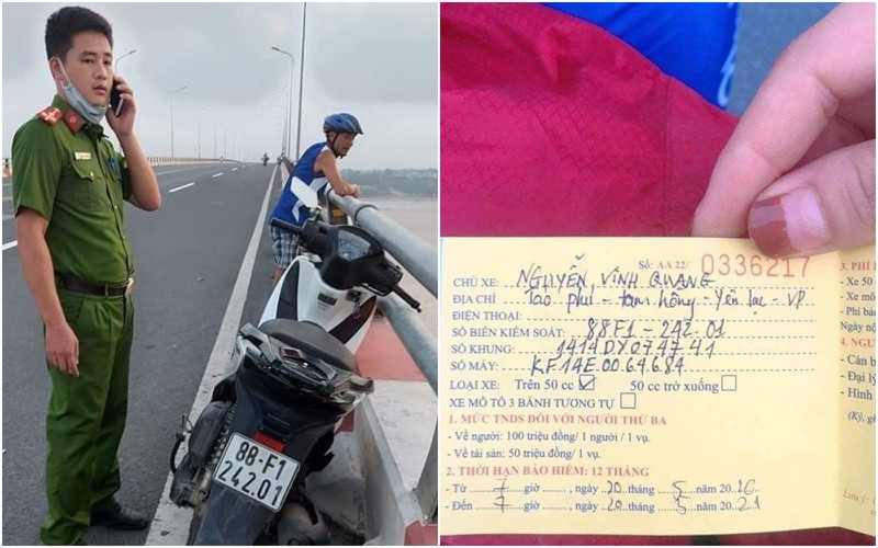 nam thanh nien bo xe sh tren cau vinh thinh, nhay xuong song hong  hinh 1