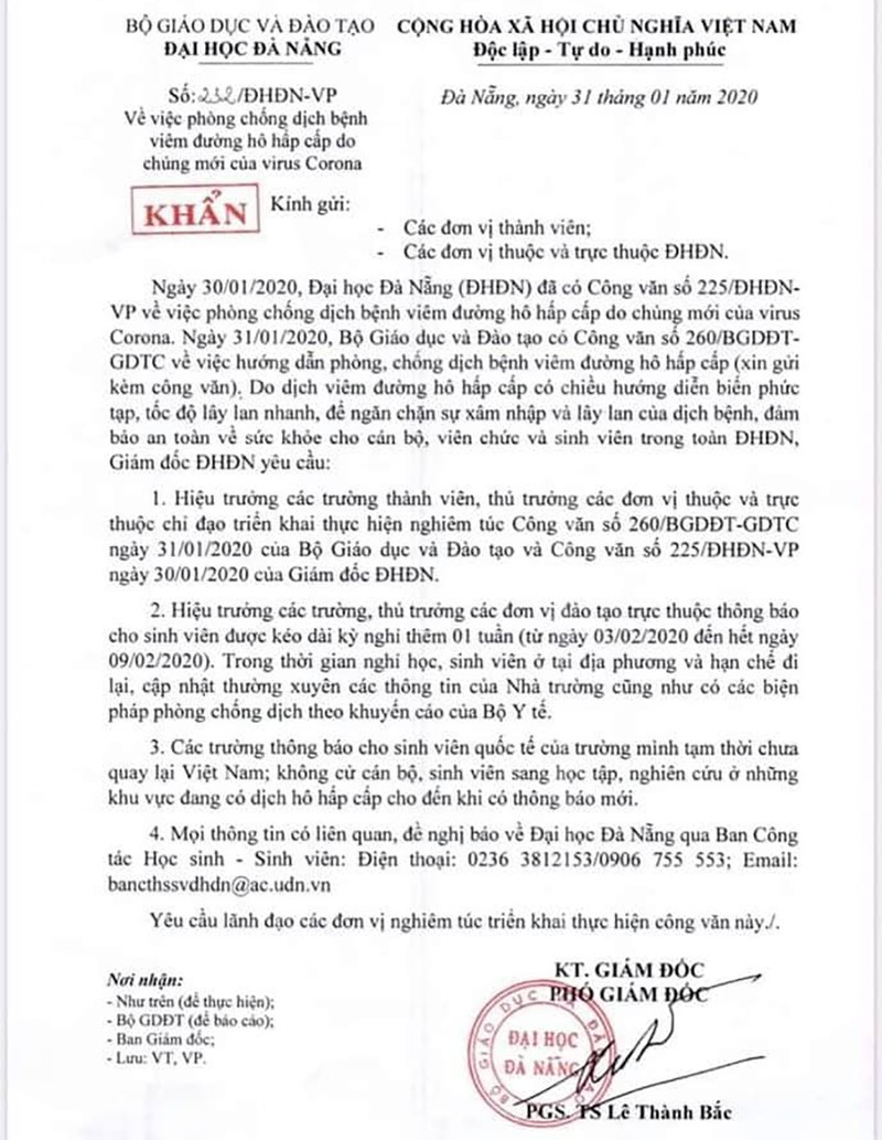 dai hoc da nang: sinh vien nghi hoc them 1 tuan  hinh 1